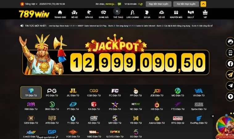 Nhà cái 789WIN hợp tác với nhiều nhà cung cấp game nổ hũ hàng đầu